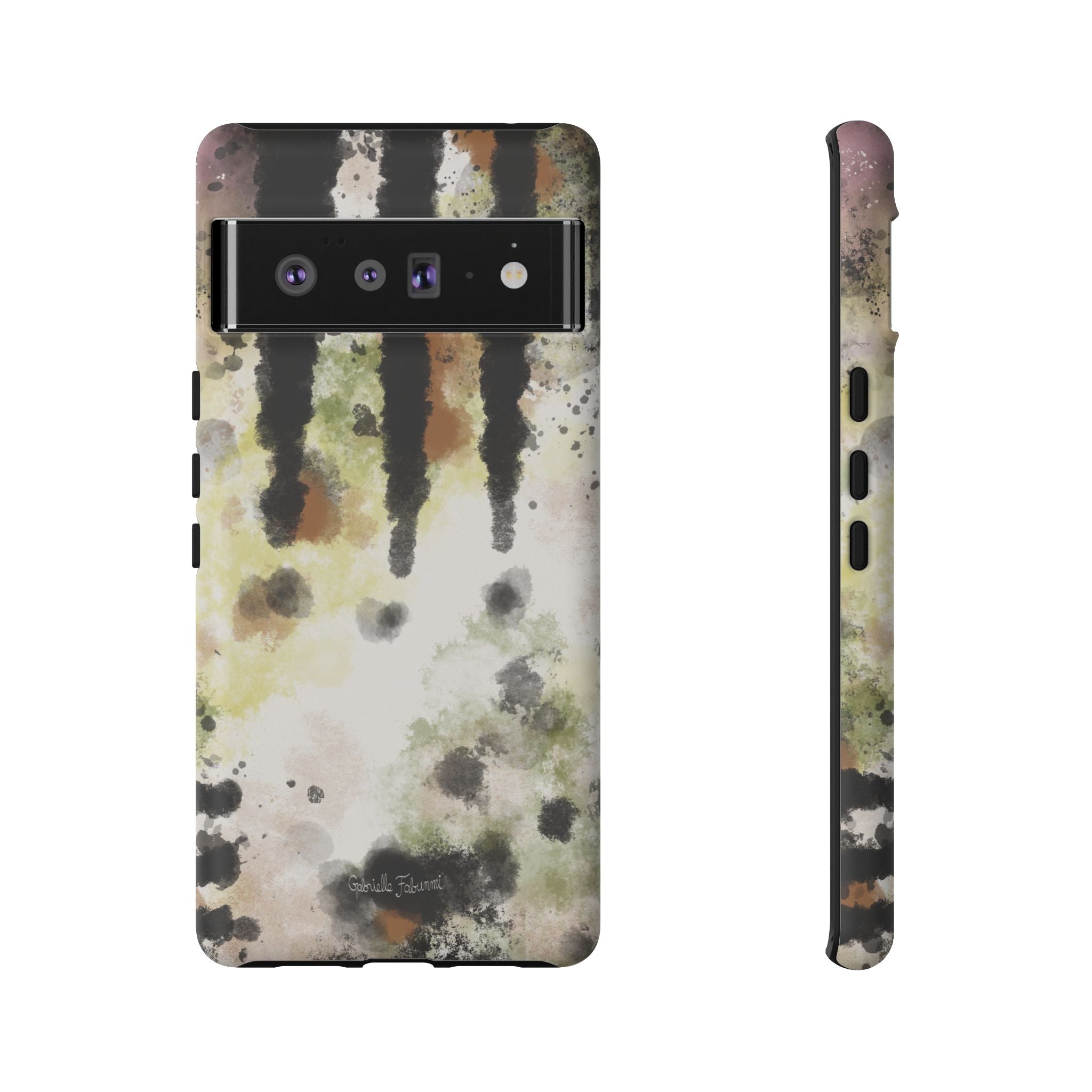Abstract Camouflage Tough Phone Case — Watercolor Drip Design