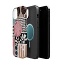 Abstract Floral Magnetic Phone Case — Impact-Resistant Protective Cover with Pink & Teal Collage Design