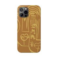 Abstract Face Line Art Slim Phone Case | Minimalist Brown Sketch