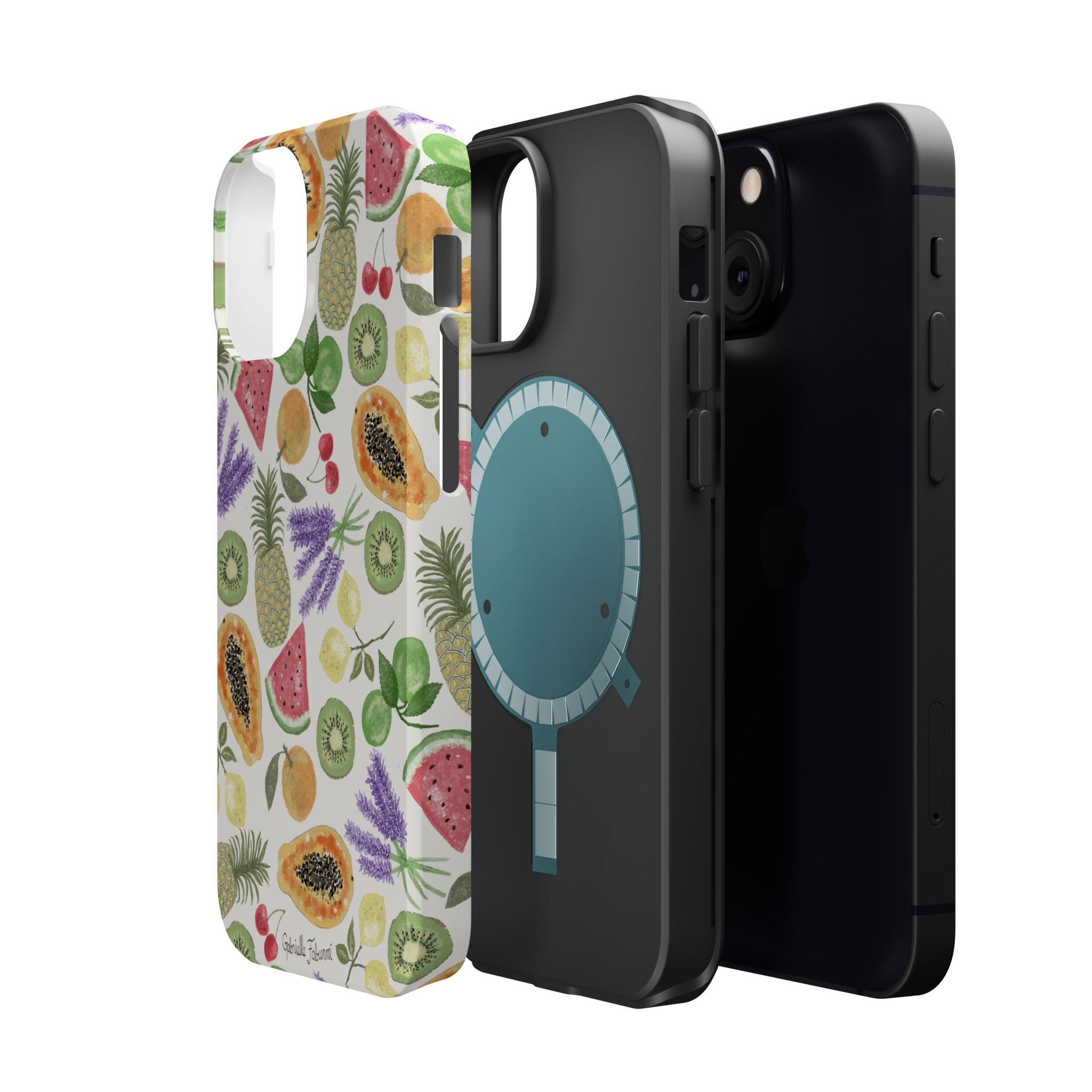 Tropical Fruit Magnetic Impact Phone Case — Watercolor Kiwi, Papaya & Watermelon