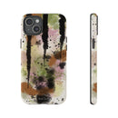 Watercolor Ink Splash Tough Phone Case — Abstract Olive, Blush & Charcoal Protective Cover