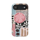 Abstract Floral Magnetic Phone Case — Impact-Resistant Protective Cover with Pink & Teal Collage Design
