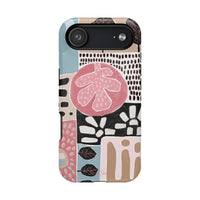Abstract Floral Magnetic Phone Case — Impact-Resistant Protective Cover with Pink & Teal Collage Design