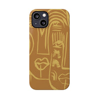 Abstract Face Line Art Slim Phone Case | Minimalist Brown Sketch