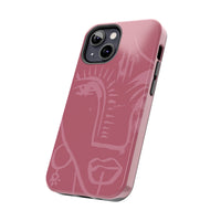 Abstract Line Face Tough Phone Case | Blush Pink Minimalist Art