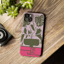 Slim Phone Case — Retro Monstera Plant Pink Green Botanical Design
