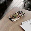 Watercolor Ink Splash Tough Phone Case — Abstract Olive, Blush & Charcoal Protective Cover