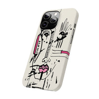 Abstract Face Line Art Slim Phone Case | Minimal Pink Accent