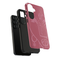 Abstract Line Face Tough Phone Case | Blush Pink Minimalist Art