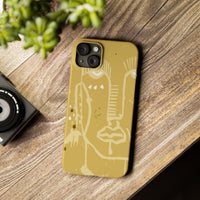 Abstract Line Face Slim Phone Case | Minimalist Art, Mustard Yellow