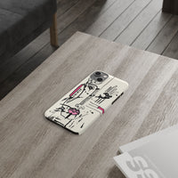 Abstract Face Line Art Slim Phone Case | Minimal Pink Accent