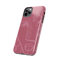 Abstract Line Face Tough Phone Case | Blush Pink Minimalist Art