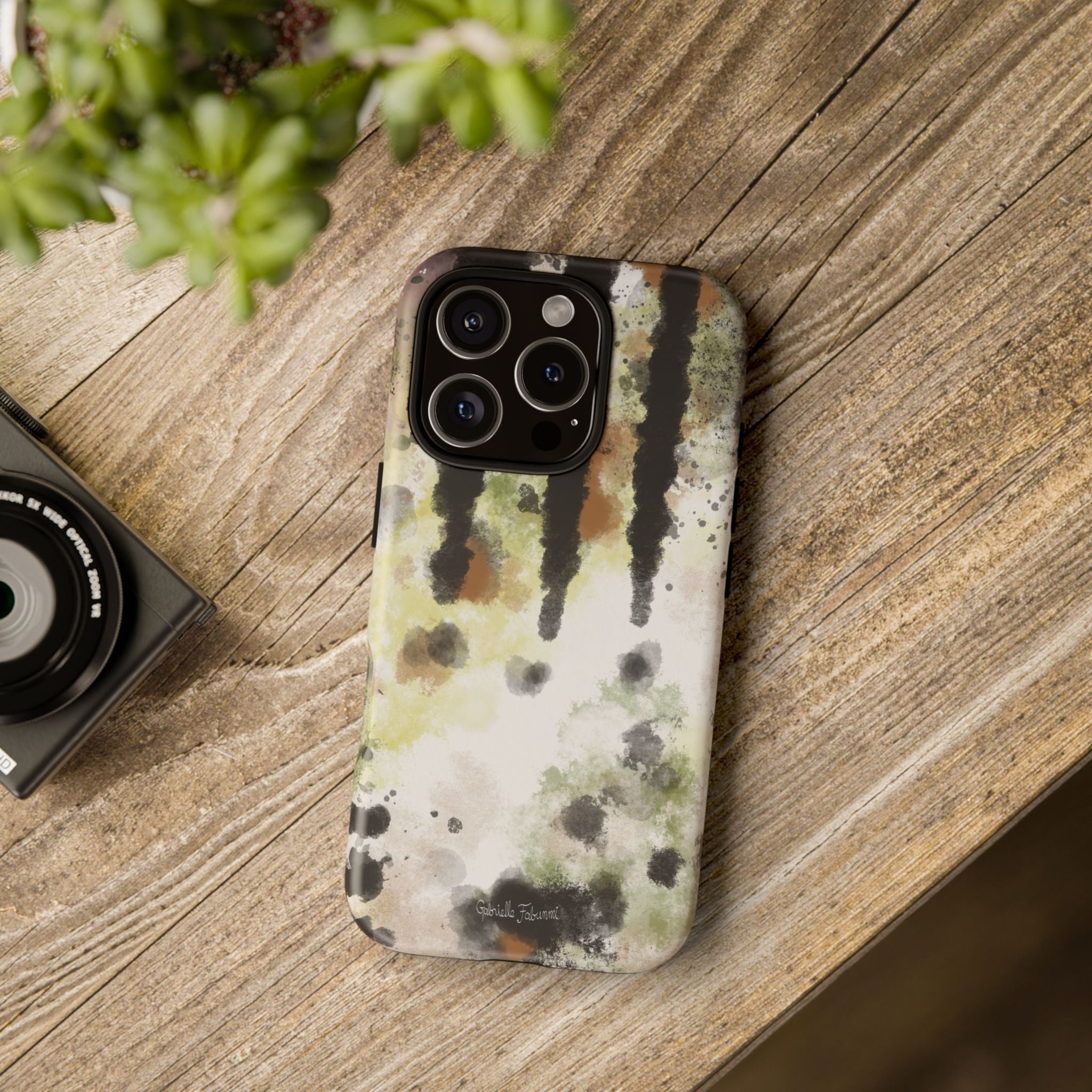 Abstract Camouflage Tough Phone Case — Watercolor Drip Design