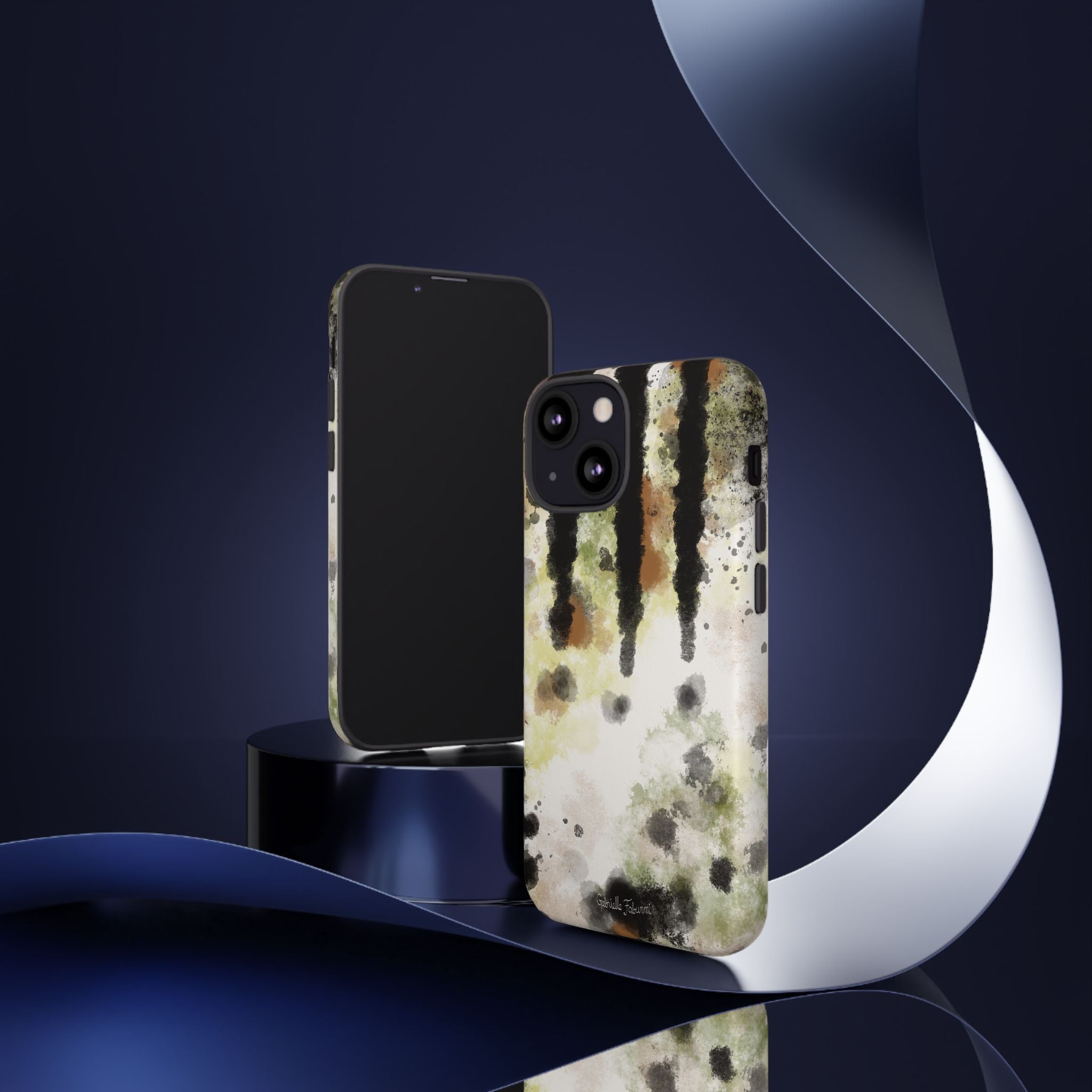 Abstract Camouflage Tough Phone Case — Watercolor Drip Design