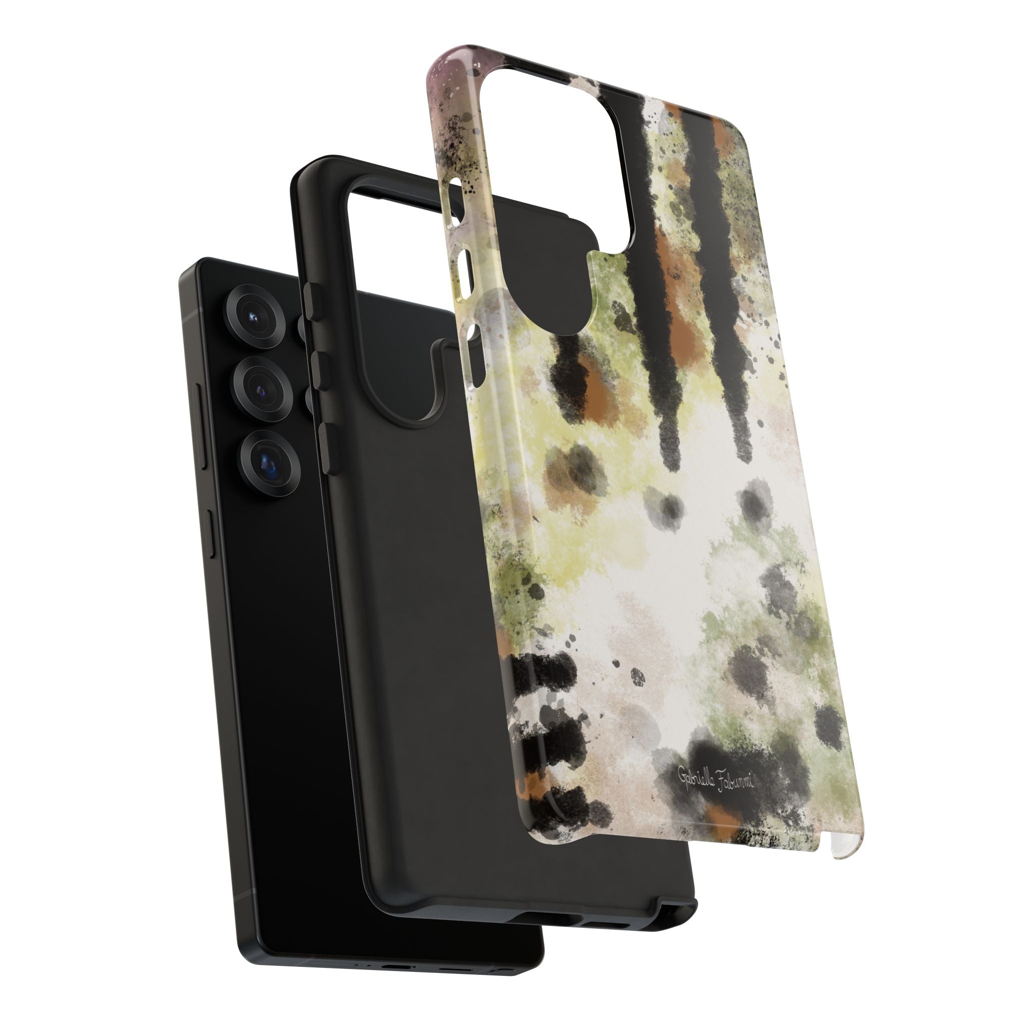 Abstract Camouflage Tough Phone Case — Watercolor Drip Design