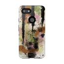 Watercolor Ink Splash Tough Phone Case — Abstract Olive, Blush & Charcoal Protective Cover