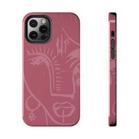 Abstract Line Face Tough Phone Case | Blush Pink Minimalist Art