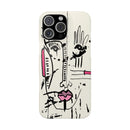 Abstract Face Line Art Slim Phone Case | Minimal Pink Accent