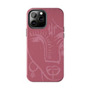 Abstract Line Face Tough Phone Case | Blush Pink Minimalist Art