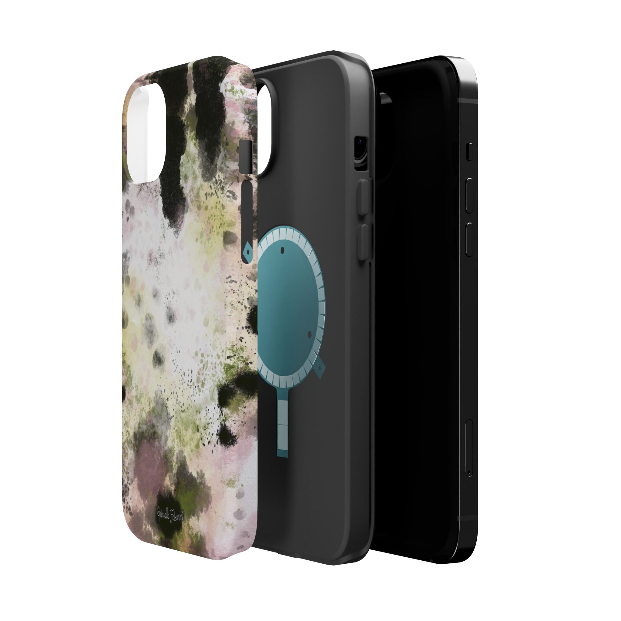 Watercolor Moss Phone Case — Impact‑Resistant Magnetic iPhone Cover