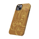 Abstract Face Line Art Slim Phone Case | Minimalist Brown Sketch