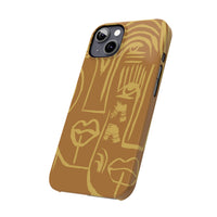 Abstract Face Line Art Slim Phone Case | Minimalist Brown Sketch