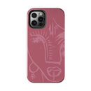 Abstract Line Face Tough Phone Case | Blush Pink Minimalist Art