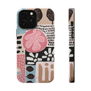 Abstract Floral Magnetic Phone Case — Impact-Resistant Protective Cover with Pink & Teal Collage Design