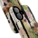 Watercolor Ink Splash Tough Phone Case — Abstract Olive, Blush & Charcoal Protective Cover