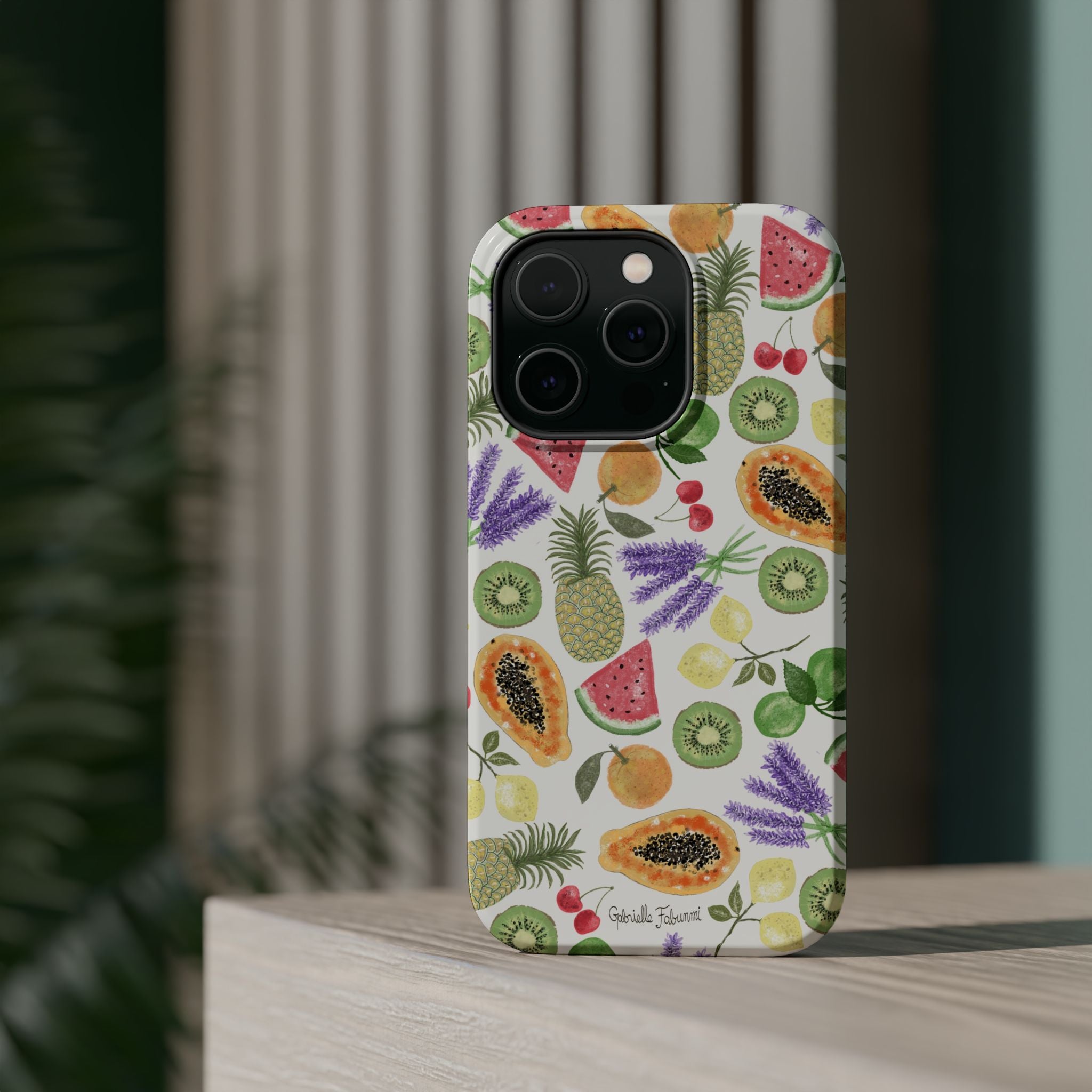 Tropical Fruit Magnetic Impact Phone Case — Watercolor Kiwi, Papaya & Watermelon