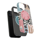 Abstract Floral Magnetic Phone Case — Impact-Resistant Protective Cover with Pink & Teal Collage Design
