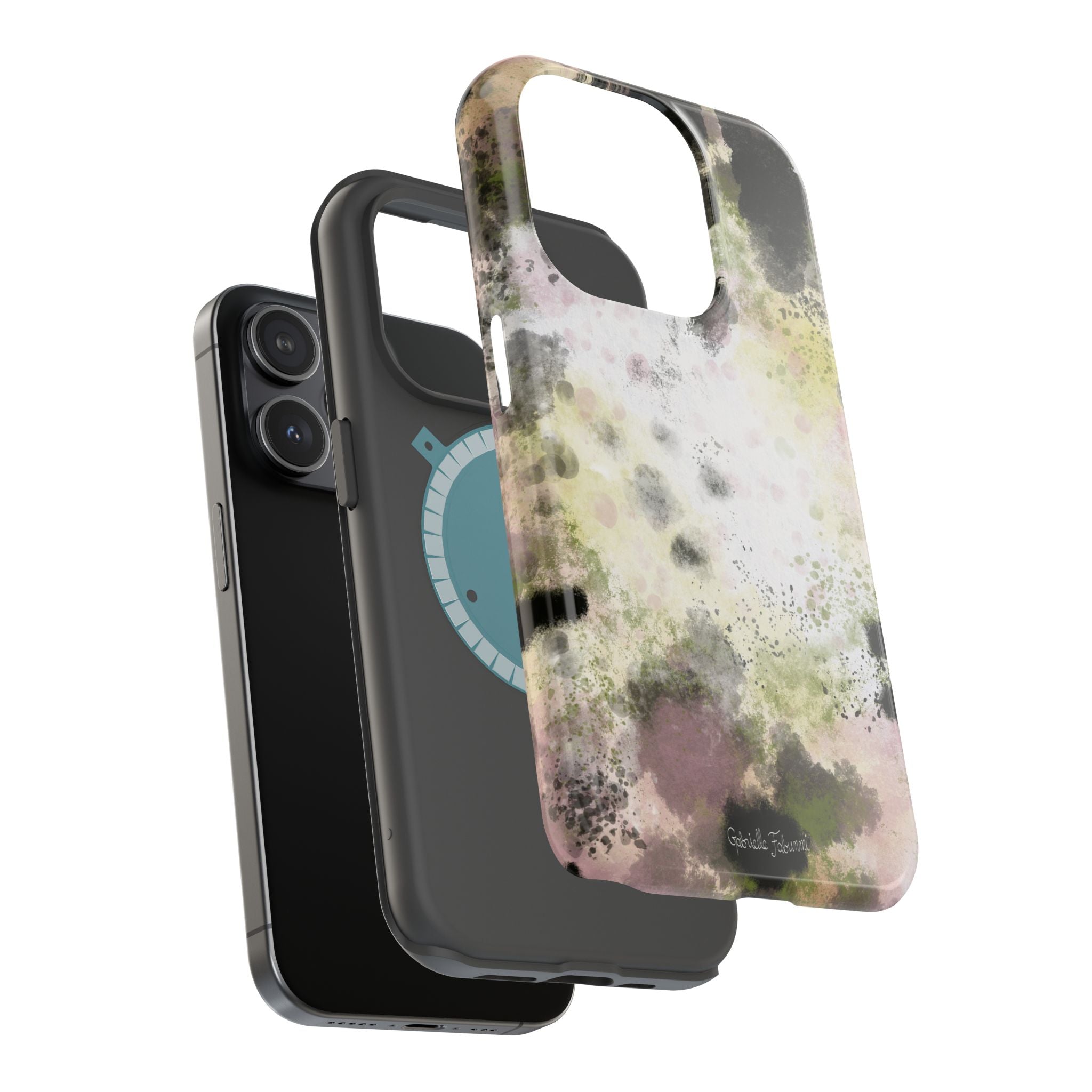 Watercolor Moss Phone Case — Impact‑Resistant Magnetic iPhone Cover