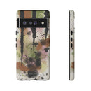 Watercolor Ink Splash Tough Phone Case — Abstract Olive, Blush & Charcoal Protective Cover