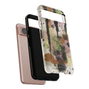 Watercolor Ink Splash Tough Phone Case — Abstract Olive, Blush & Charcoal Protective Cover