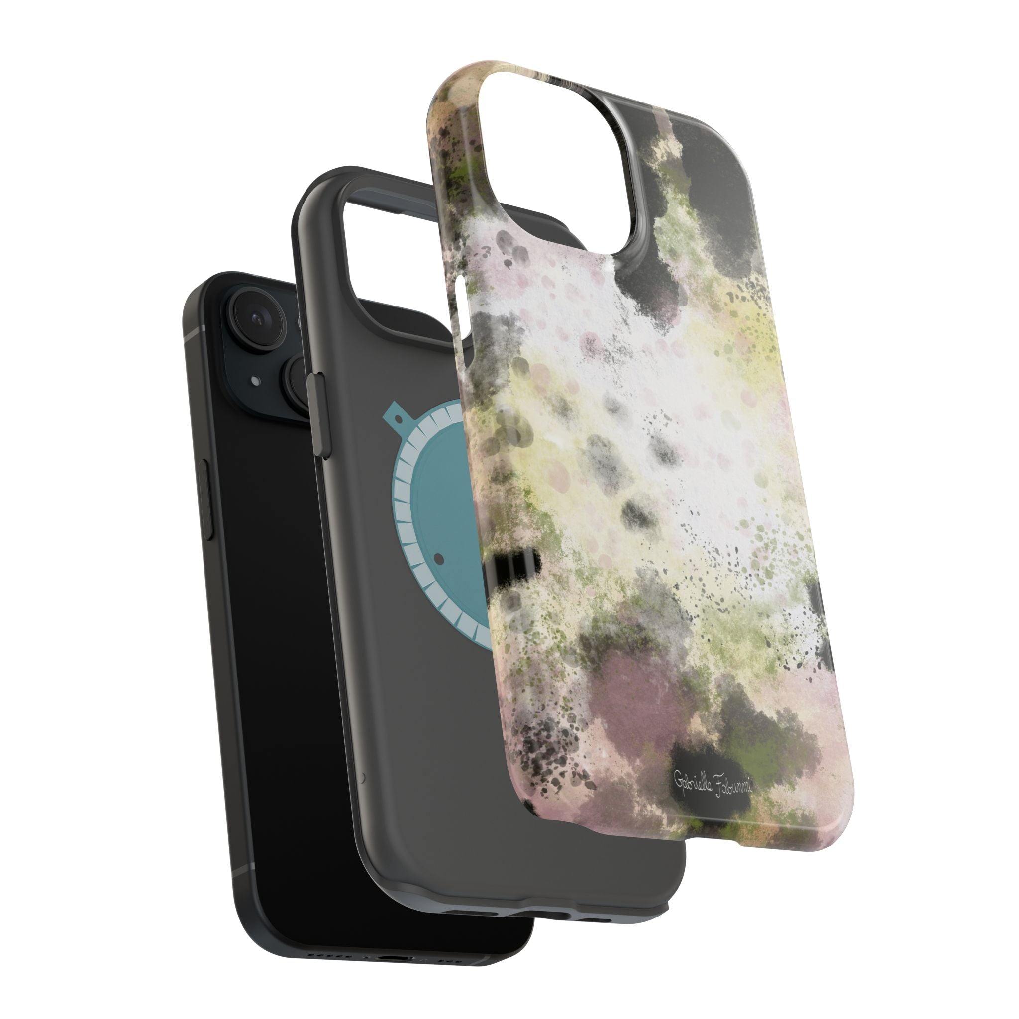 Watercolor Moss Phone Case — Impact‑Resistant Magnetic iPhone Cover