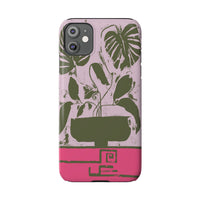 Slim Phone Case — Retro Monstera Plant Pink Green Botanical Design