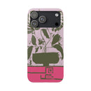 Slim Phone Case — Retro Monstera Plant Pink Green Botanical Design