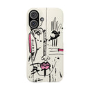 Abstract Face Line Art Slim Phone Case | Minimal Pink Accent