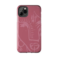 Abstract Line Face Tough Phone Case | Blush Pink Minimalist Art