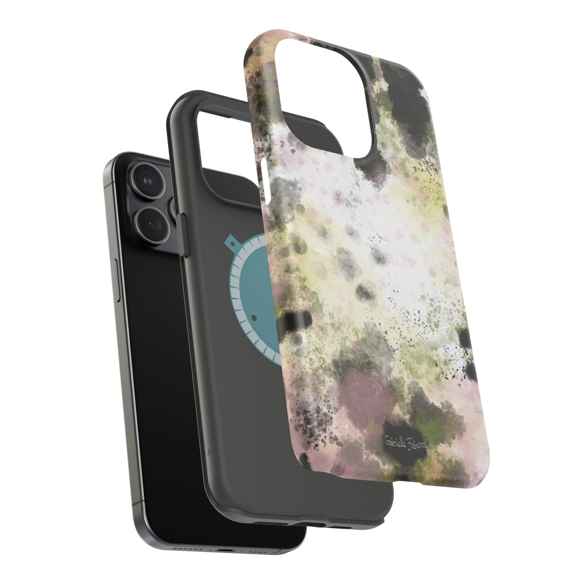 Watercolor Moss Phone Case — Impact‑Resistant Magnetic iPhone Cover