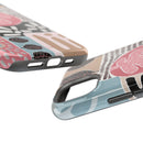 Abstract Floral Magnetic Phone Case — Impact-Resistant Protective Cover with Pink & Teal Collage Design