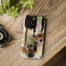 Watercolor Ink Splash Tough Phone Case — Abstract Olive, Blush & Charcoal Protective Cover