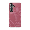 Abstract Line Face Tough Phone Case | Blush Pink Minimalist Art