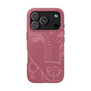 Abstract Line Face Tough Phone Case | Blush Pink Minimalist Art