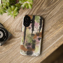 Watercolor Ink Splash Tough Phone Case — Abstract Olive, Blush & Charcoal Protective Cover