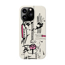 Abstract Face Line Art Slim Phone Case | Minimal Pink Accent