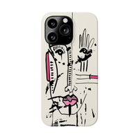Abstract Face Line Art Slim Phone Case | Minimal Pink Accent