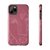 Abstract Line Face Tough Phone Case | Blush Pink Minimalist Art