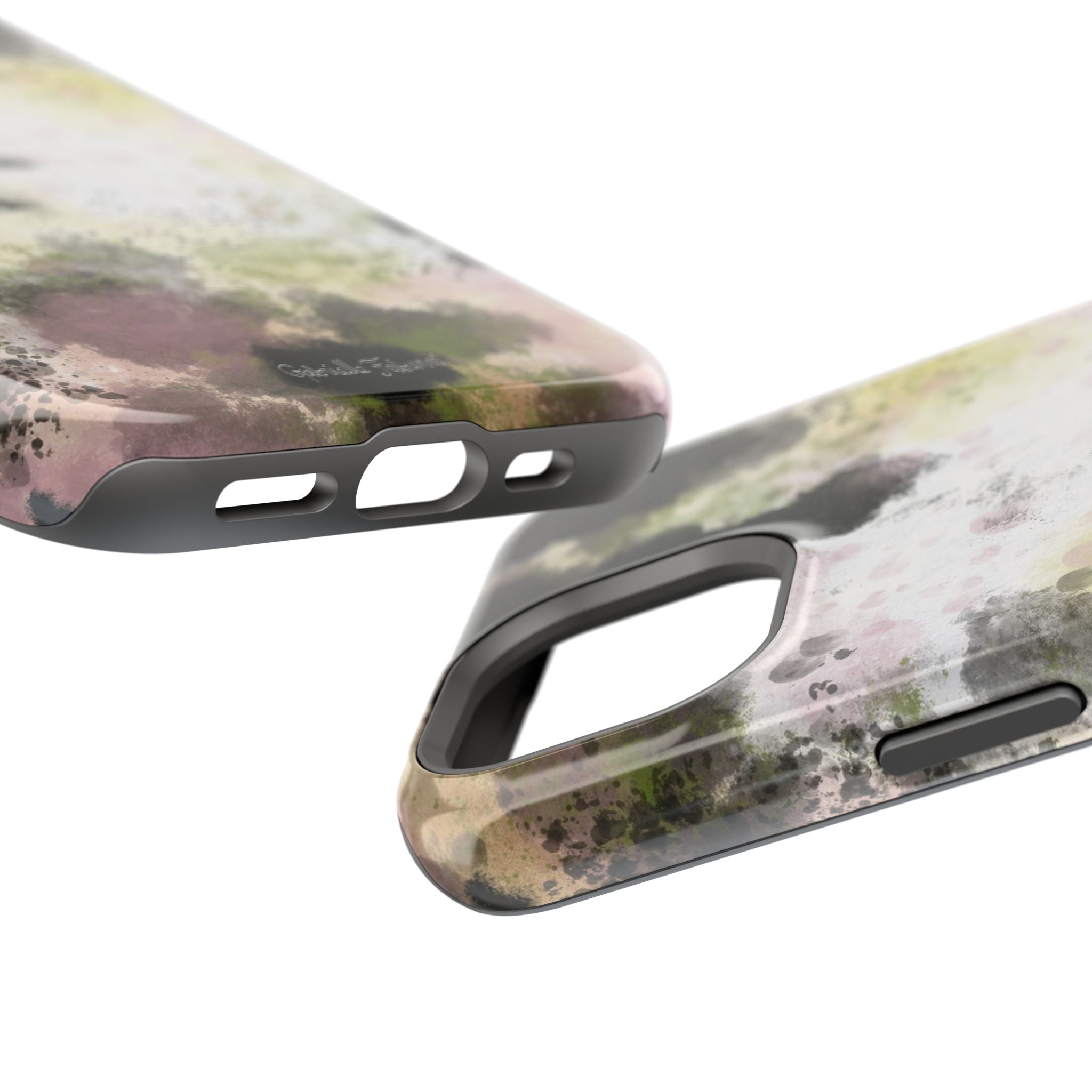 Watercolor Moss Phone Case — Impact‑Resistant Magnetic iPhone Cover