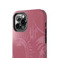 Abstract Line Face Tough Phone Case | Blush Pink Minimalist Art